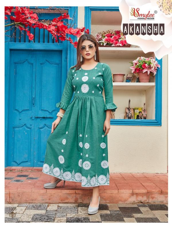 Smylee Akansha Beautiful Rayon Embroidery Flair Kurti 